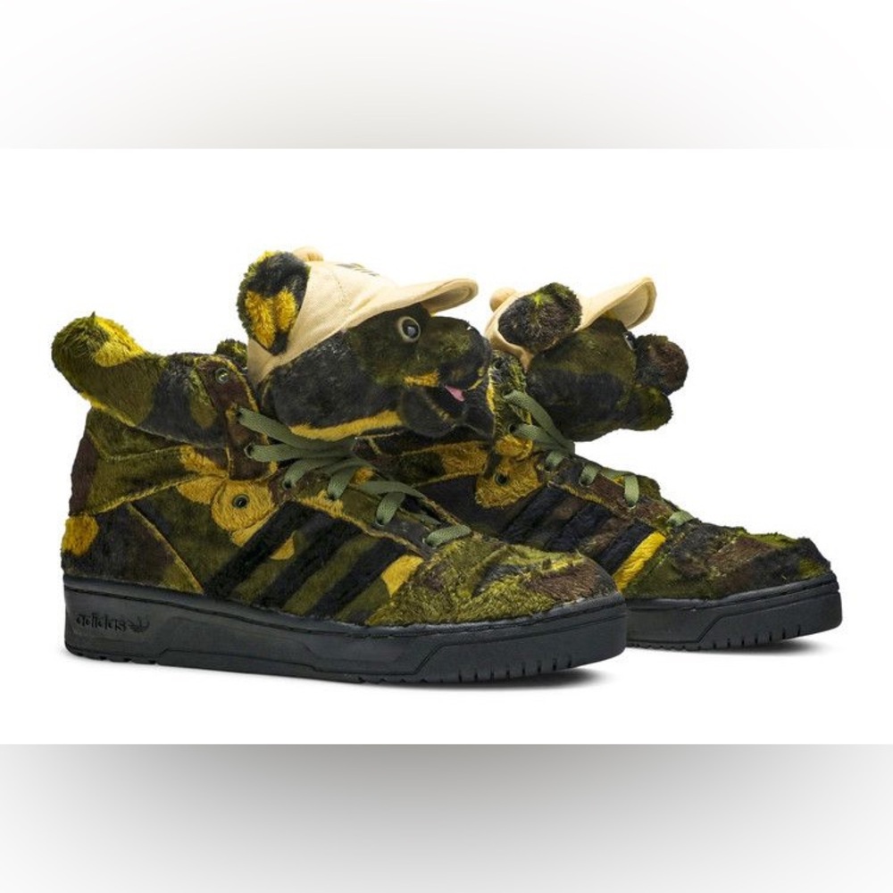 Authentic adidas Jeremy Scott Teddy Bear Camo High-Top Sneakers
